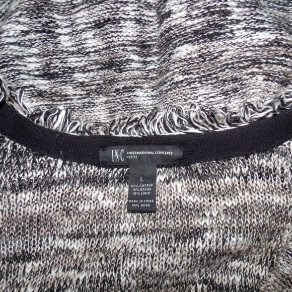 INC International BROWN & TAN CARDIGAN SWEATER Ruffled Detail - Picture 6 of 6